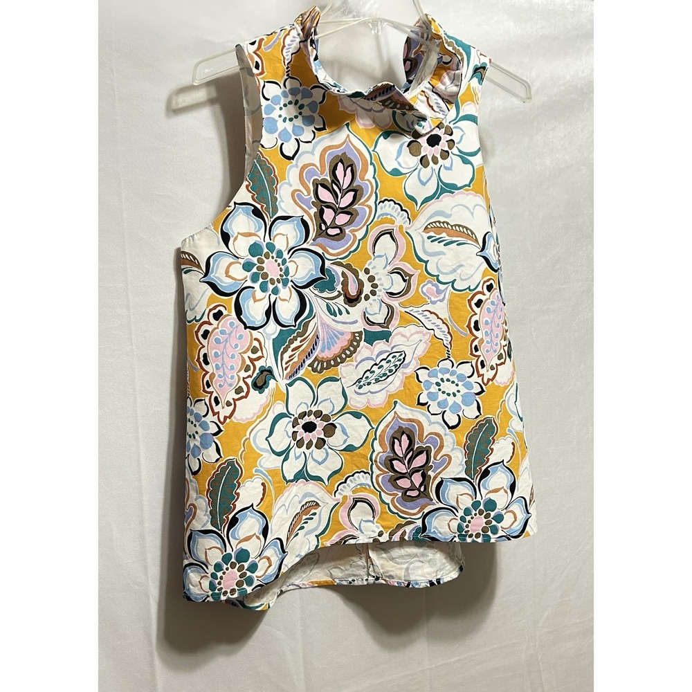 Tyler Boe Womens Medium Stella Mecho Floral Ruffle Neck Back Bow Floral Tank Top - Picture 9 of 16